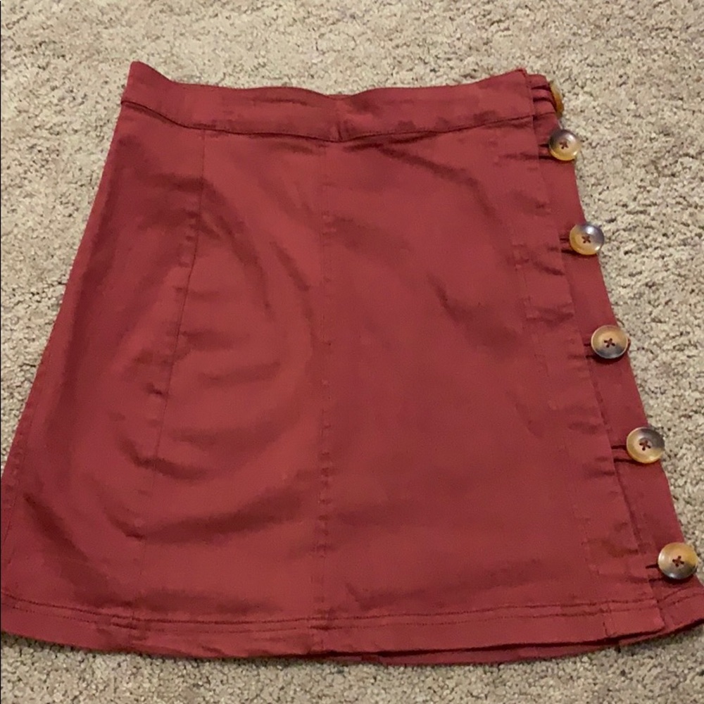 Maroon Button skirt